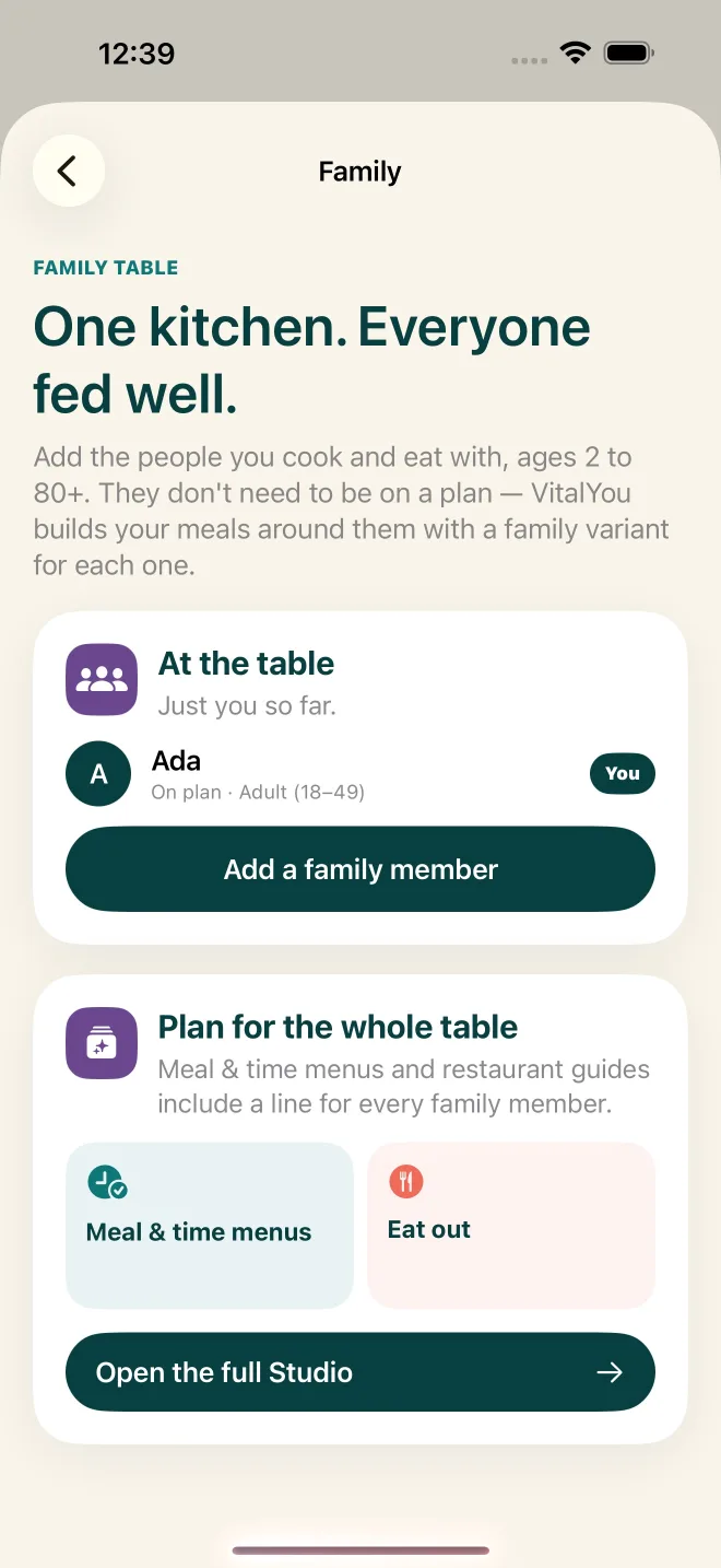 Family table screen